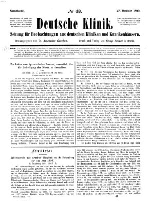 Deutsche Klinik Samstag 27. Oktober 1860