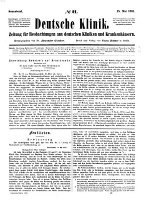 Deutsche Klinik Samstag 25. Mai 1861