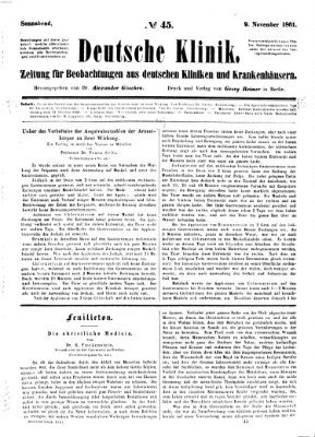 Deutsche Klinik Samstag 9. November 1861