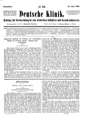 Deutsche Klinik Samstag 12. April 1862