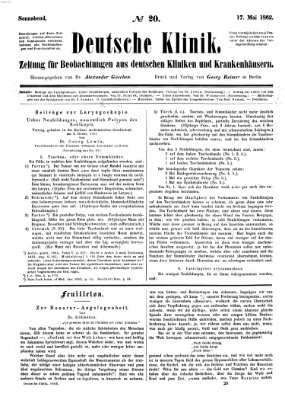 Deutsche Klinik Samstag 17. Mai 1862