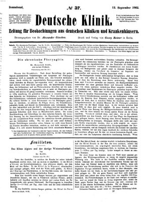 Deutsche Klinik Samstag 13. September 1862
