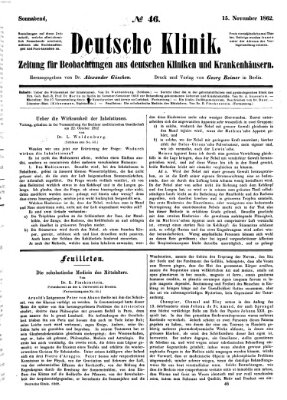 Deutsche Klinik Samstag 15. November 1862