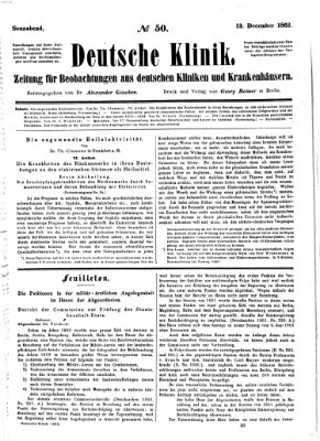 Deutsche Klinik Samstag 13. Dezember 1862