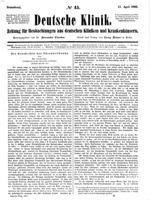 Deutsche Klinik Samstag 11. April 1863