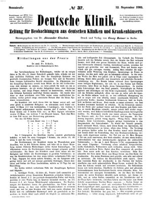 Deutsche Klinik Samstag 12. September 1863