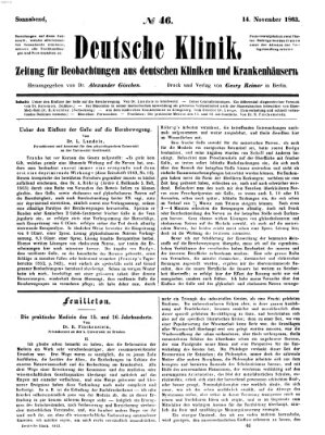 Deutsche Klinik Samstag 14. November 1863