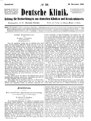Deutsche Klinik Samstag 26. Dezember 1863