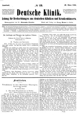 Deutsche Klinik Samstag 26. März 1864