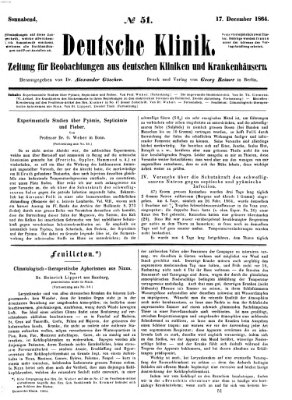 Deutsche Klinik Samstag 17. Dezember 1864
