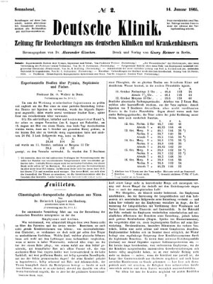 Deutsche Klinik Samstag 14. Januar 1865