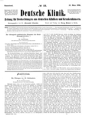 Deutsche Klinik Samstag 18. März 1865