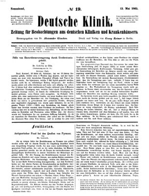 Deutsche Klinik Samstag 13. Mai 1865