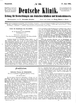 Deutsche Klinik Samstag 17. Juni 1865
