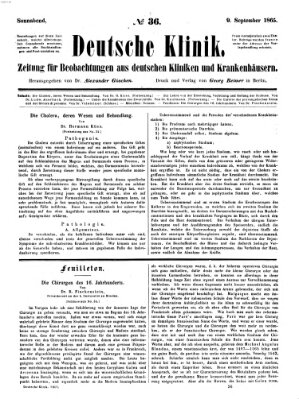 Deutsche Klinik Samstag 9. September 1865