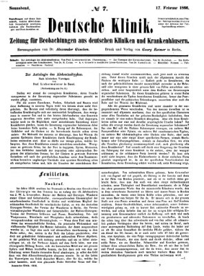 Deutsche Klinik Samstag 17. Februar 1866