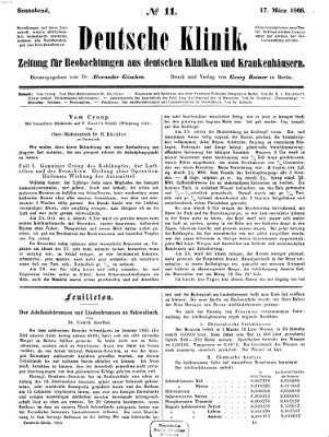 Deutsche Klinik Samstag 17. März 1866