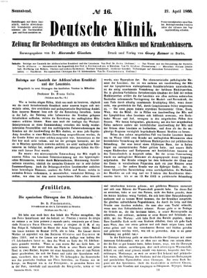 Deutsche Klinik Samstag 21. April 1866