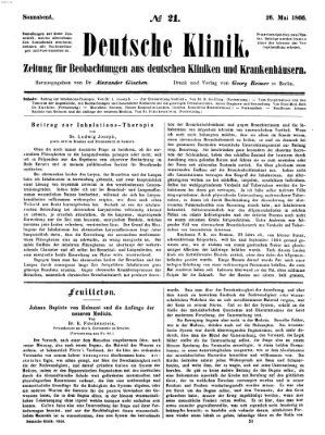 Deutsche Klinik Samstag 26. Mai 1866