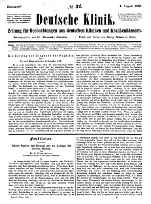 Deutsche Klinik Samstag 4. August 1866