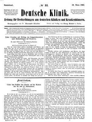 Deutsche Klinik Samstag 16. März 1867