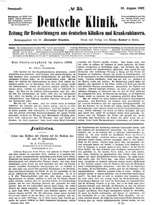 Deutsche Klinik Samstag 31. August 1867