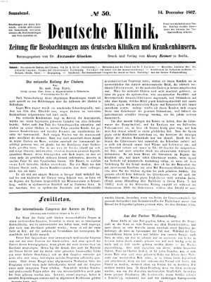 Deutsche Klinik Samstag 14. Dezember 1867