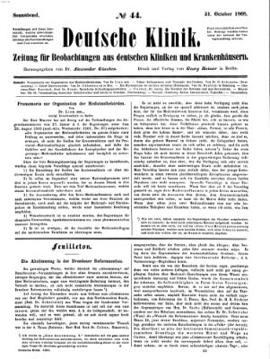 Deutsche Klinik Samstag 31. Oktober 1868