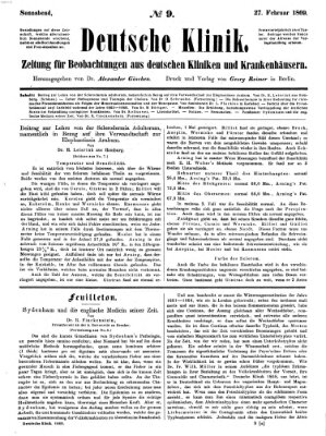 Deutsche Klinik Samstag 27. Februar 1869