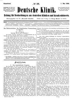 Deutsche Klinik Samstag 1. Mai 1869