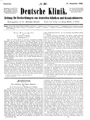 Deutsche Klinik Samstag 11. September 1869