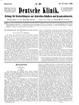 Deutsche Klinik Samstag 20. November 1869