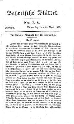 Bayerische Blätter Donnerstag 15. April 1830