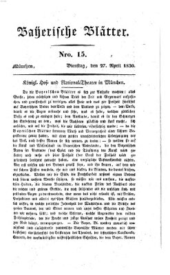 Bayerische Blätter Dienstag 27. April 1830