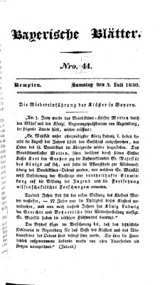 Bayerische Blätter Samstag 3. Juli 1830