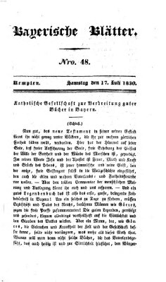 Bayerische Blätter Samstag 17. Juli 1830
