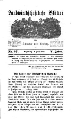 Landwirtschaftliche Blätter für Schwaben und Neuburg Freitag 6. Juli 1866