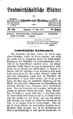 Landwirtschaftliche Blätter für Schwaben und Neuburg Freitag 29. März 1867