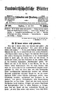 Landwirtschaftliche Blätter für Schwaben und Neuburg Donnerstag 18. Juli 1867