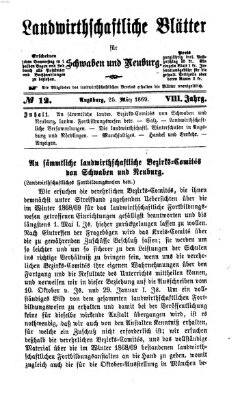 Landwirtschaftliche Blätter für Schwaben und Neuburg Donnerstag 25. März 1869