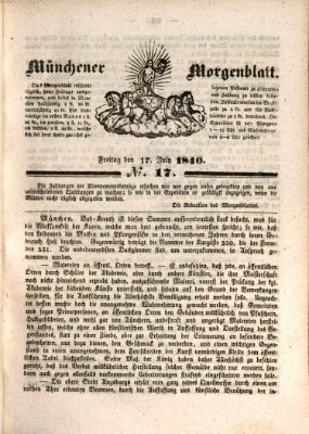 Münchener Morgenblatt Freitag 17. Juli 1840