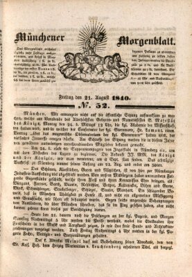 Münchener Morgenblatt Freitag 21. August 1840