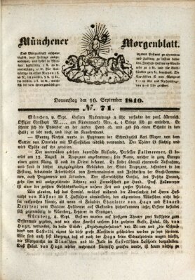 Münchener Morgenblatt Donnerstag 10. September 1840
