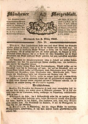 Münchener Morgenblatt Mittwoch 3. März 1841