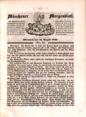 Münchener Morgenblatt Mittwoch 11. August 1841