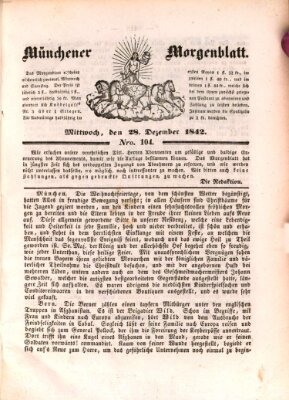 Münchener Morgenblatt Mittwoch 28. Dezember 1842