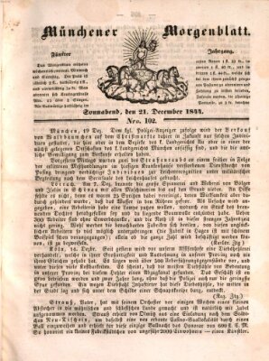 Münchener Morgenblatt Samstag 21. Dezember 1844