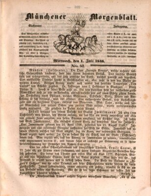 Münchener Morgenblatt Mittwoch 1. Juli 1846