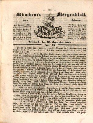 Münchener Morgenblatt Mittwoch 29. September 1847
