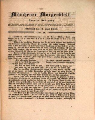 Münchener Morgenblatt Mittwoch 14. Juni 1848